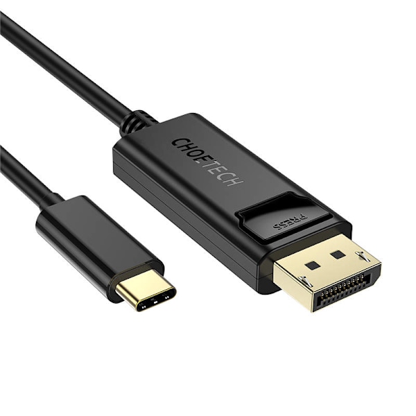 USB-C till Display Port-kabel Choetech XCP-1801BK, enkelriktad, 4K, 1,8 m (svart)