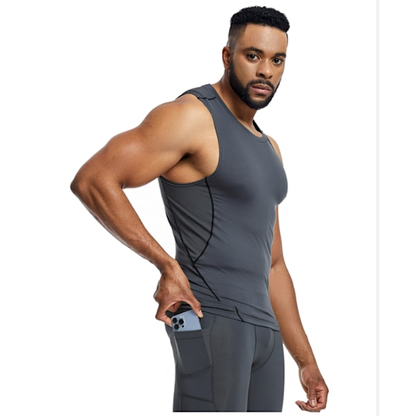 Herr Sommarlöpning Träningsväst Fitnessväst Grå XL