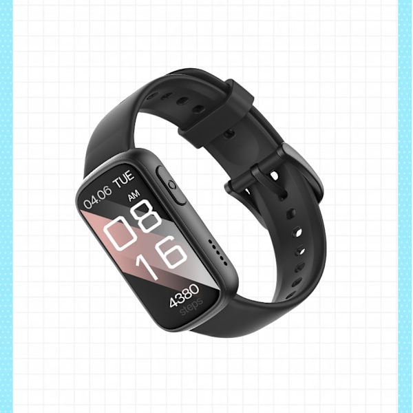 Smartwatch med EKG, puls- og blodtryksmåler, søvnmåler, skridttæller Sort