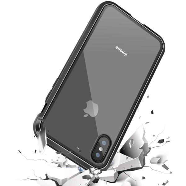 iPhone X / XS etui med skærmbeskytter Sort