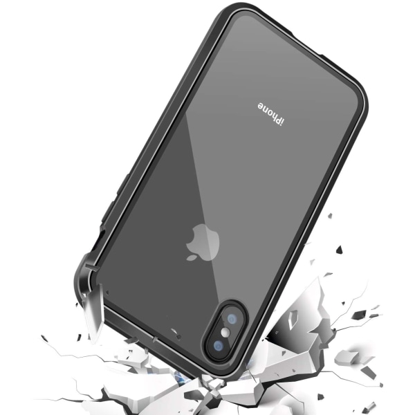 iPhone X / XS -kotelo, jossa näytönsuoja Musta