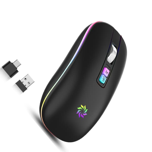 Lydløs Dual Mode Mus: Genopladelig Trådløs Bluetooth 5.1 D