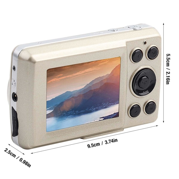 INF 1080P, 16 MP kompakt digitalkamera med 2,4-tommer skærm - 32 GB Guld