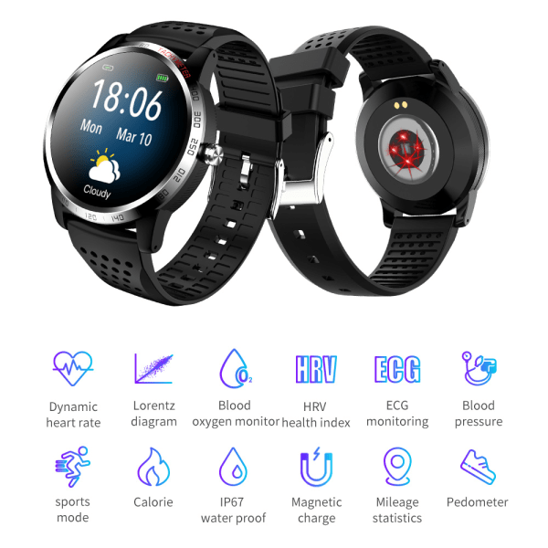 Smartwatch med blodtryk og pulsmåler