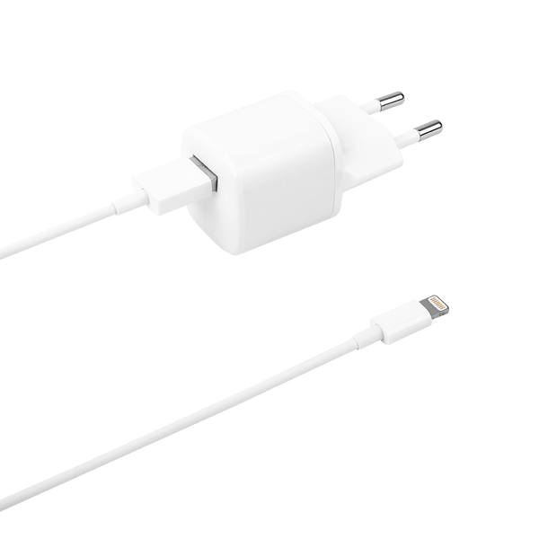 USB vægoplader, USB-A, 2,4 A, inkl. 1 m USB-A til Lightning