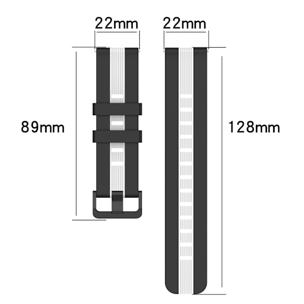 22 mm Silikonarmband för Garmin/Samsung/Xiaomi Klockor Svart+grå