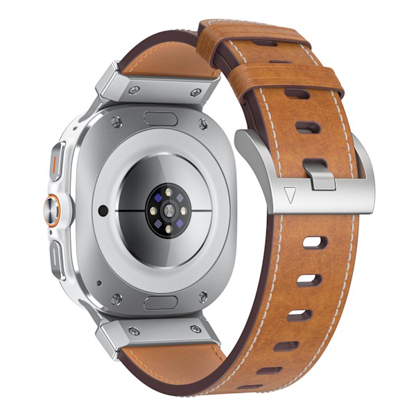 Äkta Läder Klockarmband med Silveranslutning för Samsung Watch 7 Ultra 47mm Brun