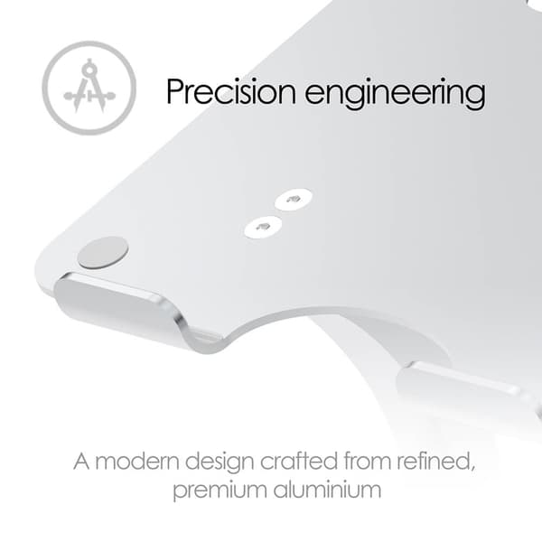 Läppäriteline Dual Pivot Riser Säädettävä Alumiini Hopea