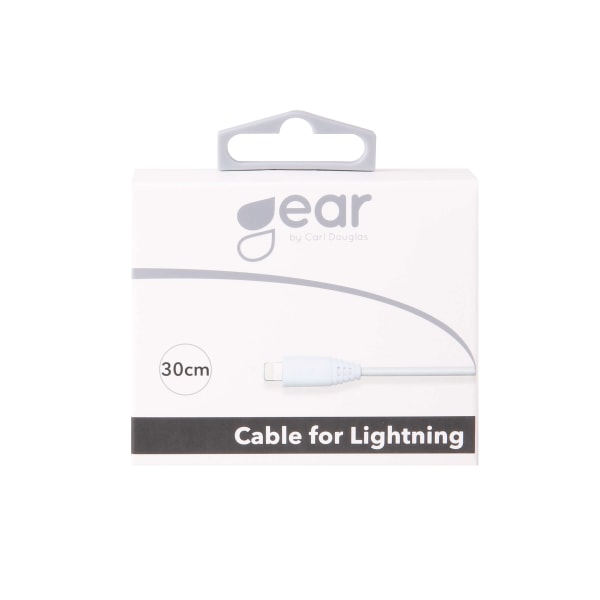 GEAR Rund Laddkabel Lightning till USB-A 0.3m Vit MFI