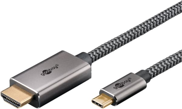 USB-C™-til-HDMI™-kabel, 1 m, sort;sølv