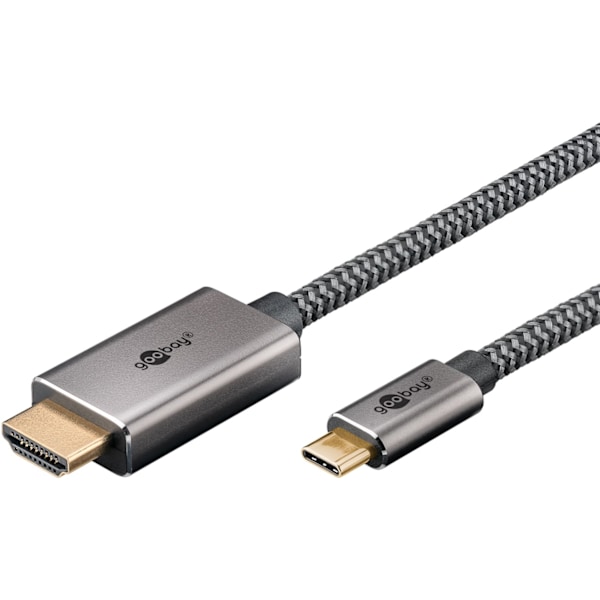 USB-C™-til-HDMI™-tekstilkabel 4K @ 60 Hz, 1 m, sort;sølv