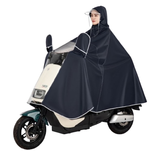 Cykelregn Poncho med reflekterende stribe, cykel, motorcykel, scooter Mørkeblå 7XL
