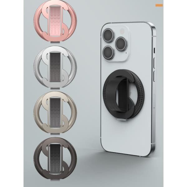 Foldbar magnetisk fingerringholder kompatibel med iPhone, blød silikone og 180 graders stander Silver Silver
