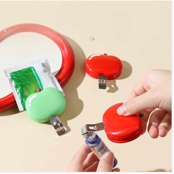Æbleformet oplukker med forseglingsclips - 2-i-1 multifunktionel gadget Red Red