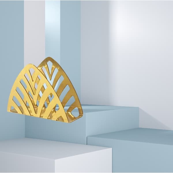 Bladformet Servietholder i Rustfrit Stål - Elegant Borddekoration Gold Gold