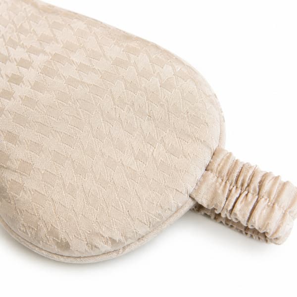 Dubbelsidig rutmönstrad jacquard-sovmask med stark ljusblockering för resor och vila off white off white