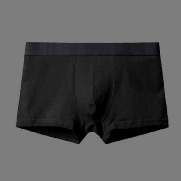 Mænds bomuldsboksershorts Bløde åndbare underbukser 4-pak Sort XL