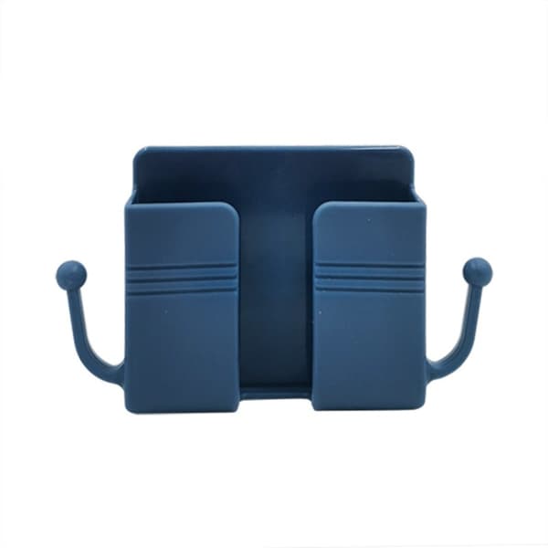 Väggmonterad mobilhållare och förvaringsbox, 4-pack i ABS med borrfri montering och laddningsplats Blue Blue