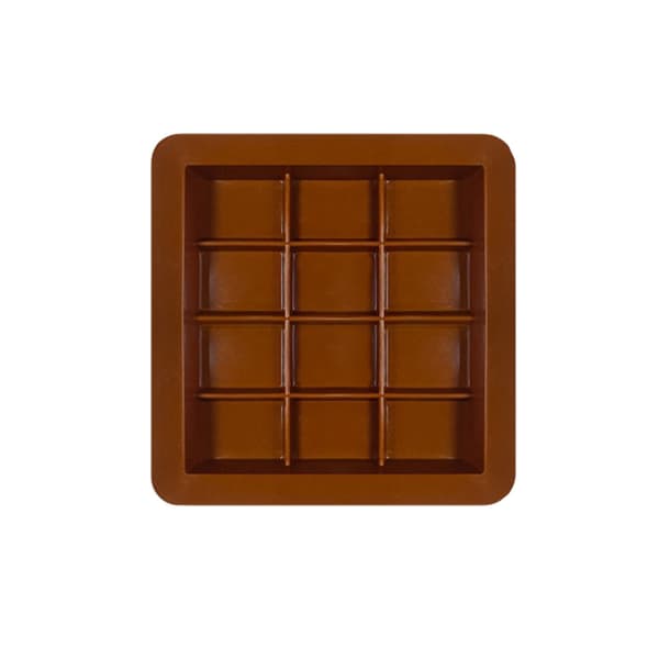 12-rums silikonechokoladeform med skraber - brun