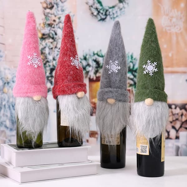 Juldekoration Ansiktslös Tomte Vinflaskskydd - Festlig Juldekor Grey Grey