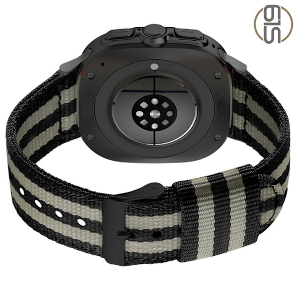 22 mm nylon klockarmband med spänne för Samsung Watch 7 Ultra Svart + ljusgrå