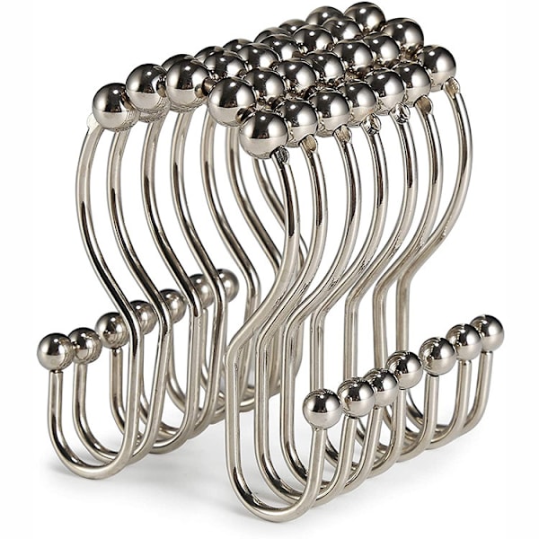 12-Pack duschdraperikrokar ringar - smidig glidning Silver