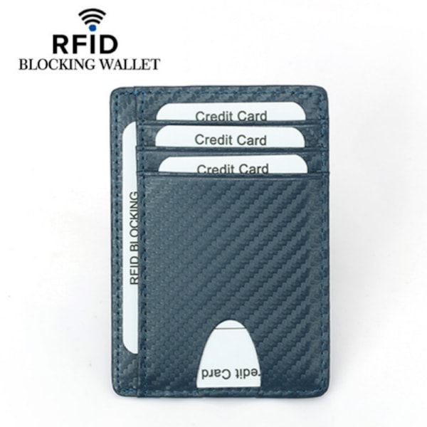Slimmad RFID-kortshållare i äkta läder för män Blå