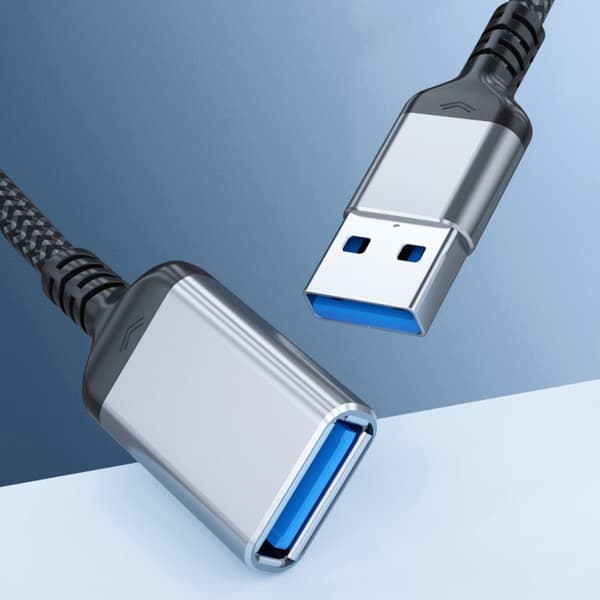USB 3.0 A Han til A Hun Forlængerkabel - Gråt Nylonflettet Datakabel for Hurtig Dataoverførsel og Forlænget Rækkevidde (1/2 Meter) 2 m 2 m
