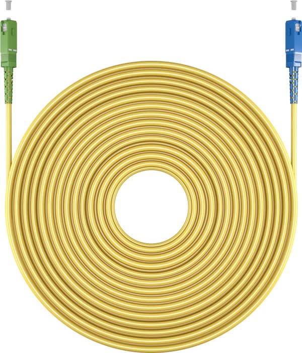Fiberoptisk kabel (FTTH), Singlemode (OS2) Yellow, gul (Simplex), 20 m