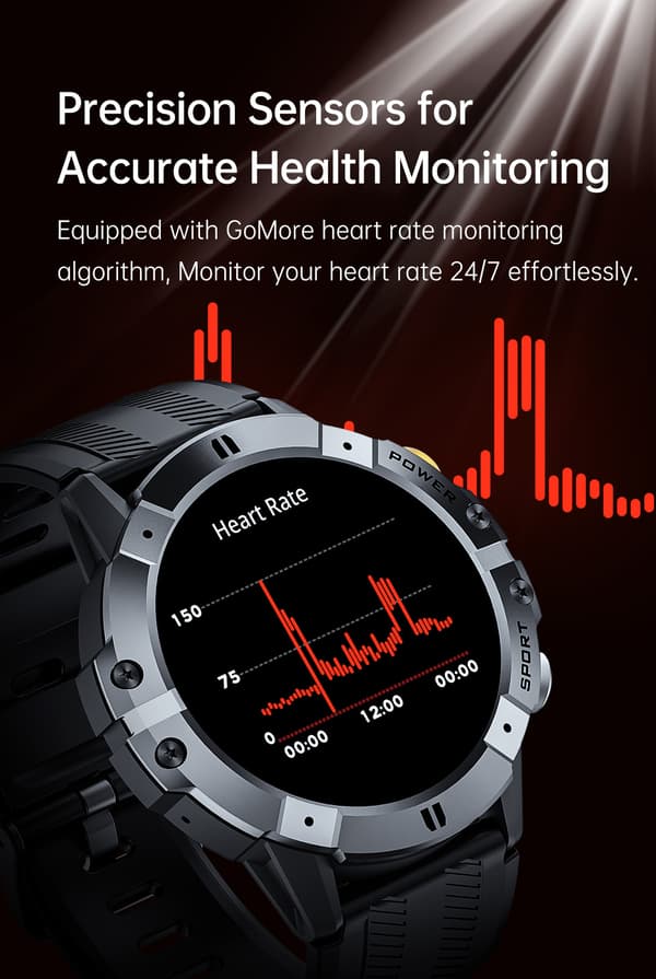 Smartwatch med puls-, blodtryks- og iltmåler Silver Silver