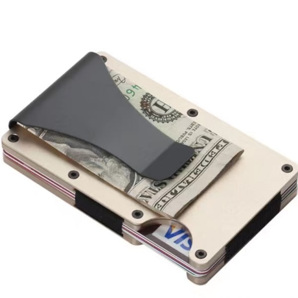 RFID kreditkortholder med Cash Clip 12 kort Guld Guld