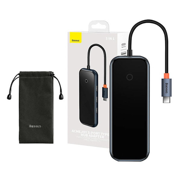 Hub 5in1 Baseus AcmeJoy-serien USB-C til 2xUSB 3.0 + USB 2.0 + USB-C PD + HDMI (mørkegrå)