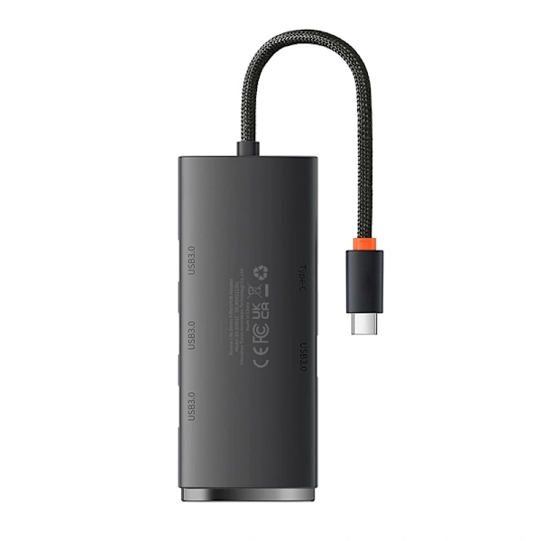 Baseus Lite Series Hub 4in1 USB-C till 4x USB 3.0 + USB-C, 25cm (svart)