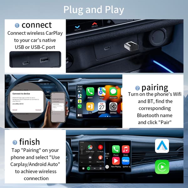 Trådløs CarPlay & Android Auto Adapter til Biler