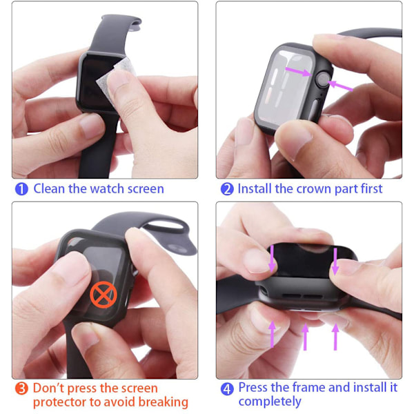 Skyddsram fodral självlysande PC Apple Watch Series 7/8 Rosa