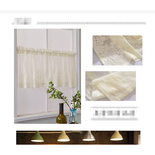 Tyylikäs beige pitsikeittiön verho