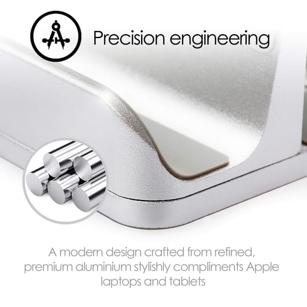 Dubbelt Bordsställ för Tablets Mac/Ultrabooks Justerbar Aluminium Silver