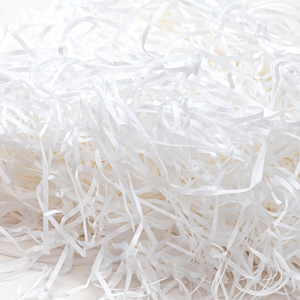 Vaaleanpunainen silputtu paperi - 200g lahjapakkaustäyte Valkoinen