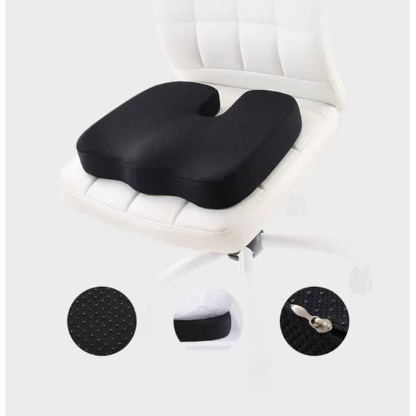 Memory Foam Åndbar Lændestøtte og Siddepude Sæt for Komfortabel Siddestilling Grey Grey