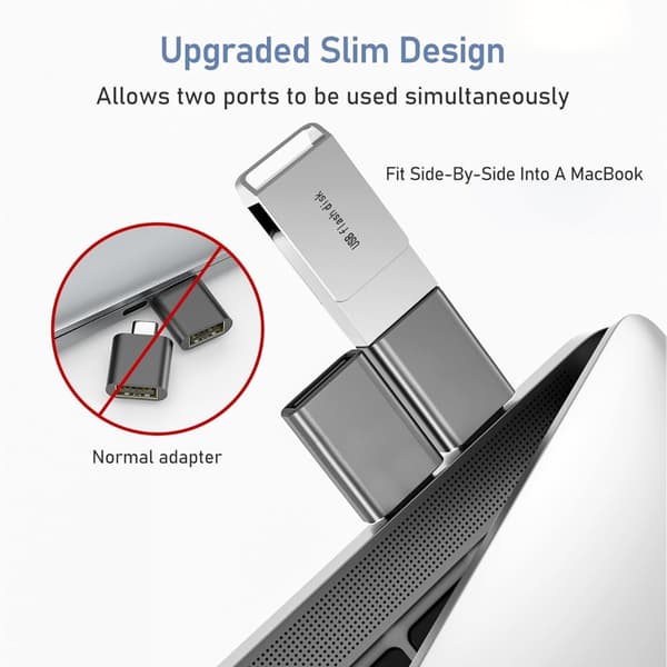 USB-C til USB Adapter 3-pak, aluminiumslegering, kompatibel med MacBook Pro/Air, iPhone 17/16/16e/15 Max, Galaxy S25 Grey Grey