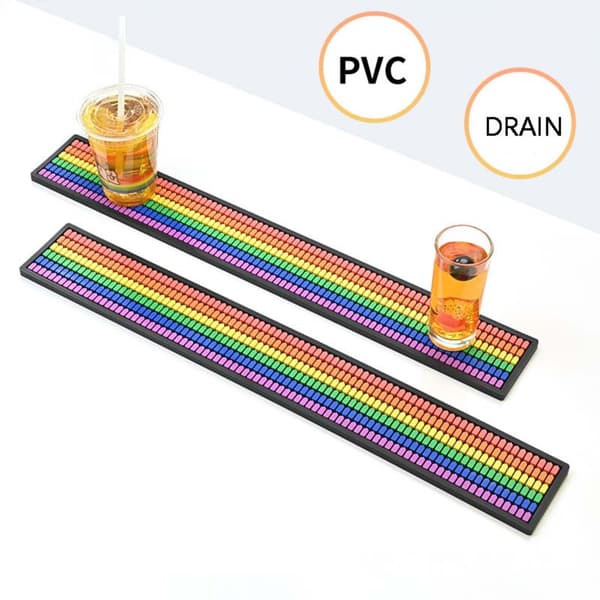 Regnbåge Lång Barduk: Halkfri PVC-Matta för Cocktailglas & Barservice