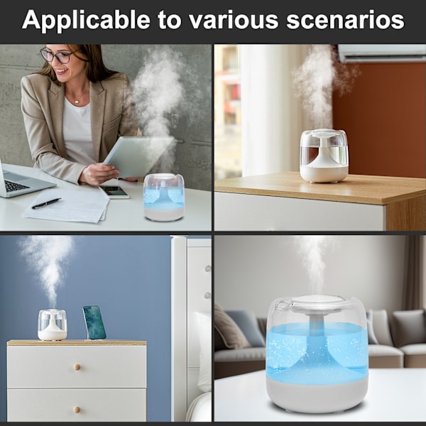 650ml Spray Aroma Diffuser: Stor Mist USB Luftfugter til Soveværelse White White