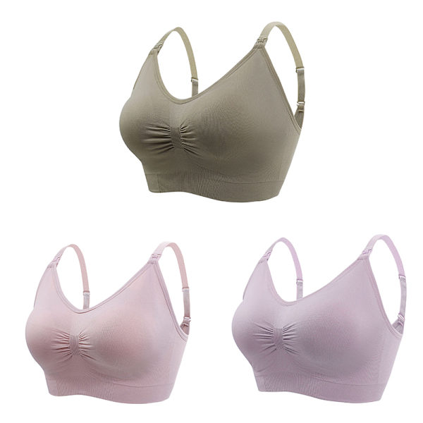 Amnings-BH, 3-pack, (grön + rosa + kaffe) L