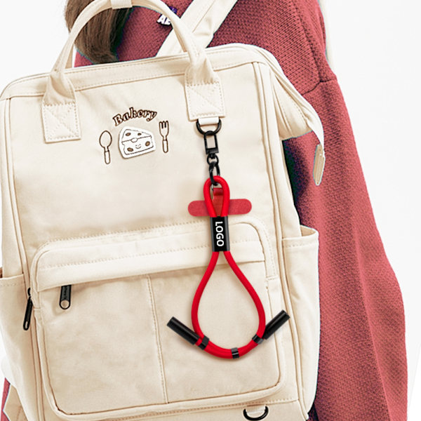 Justerbart Lanyard Opladerkabel - Bærbar Data Synkronisering Red Red