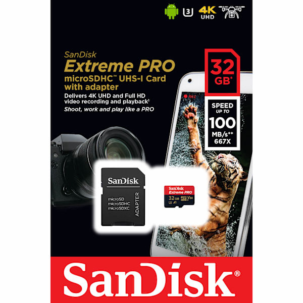 SANDISK MicroSDHC Extreme Pro 32GB 100MB/s A1 C10 V30 UHS-I