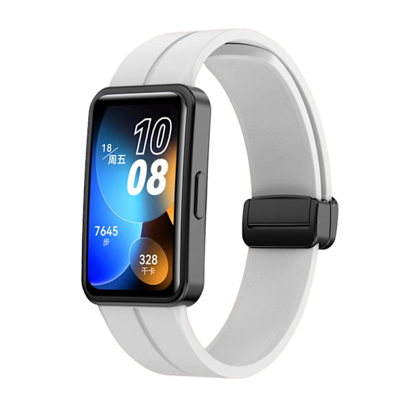 Silikonarmband för Huawei Band 8/9 - Vit - Vikbart spänne
