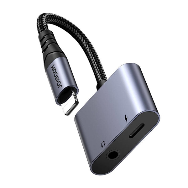 2-i-1 ljudadapter Joyroom SY-L01 Lightning till 3,5 mm + Lightning (svart)