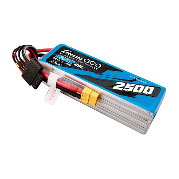 Gens ace G-Tech 2500mAh 22,2V 80C 6S1P Lipo-batteripaket med XT60-kontakt