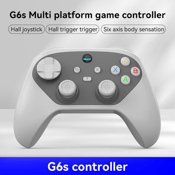G6S Switch Bluetooth 5.3 Handkontroll med Hall Joystick - Multi-Plattformsstöd, kompatibelt med Android, iOS, PC och Nintendo Switch Grey Grey