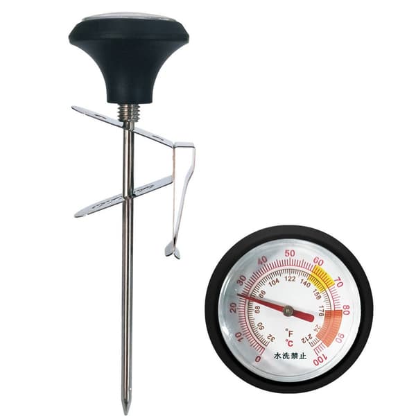 Dobbelt-skala glas klips-termometer til kaffe og mælk - 304 rustfrit stål, multihul klips, farvede zoner, analog visning til café og hjem